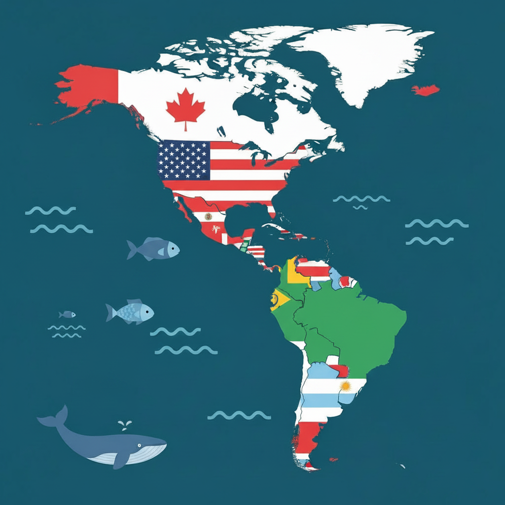 Mapa de América Latina con banderas / Latin America map with flags